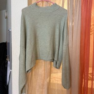 Sage Green Cropped Cotton On Sweater